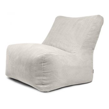 Fotoliu bean bag crem cu tapițerie din catifea reiată Seat 100 Lounge – SLOWDOWN