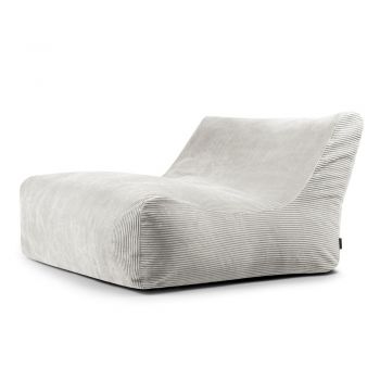 Fotoliu bean bag crem cu tapițerie din catifea reiată Sofa Lounge – SLOWDOWN
