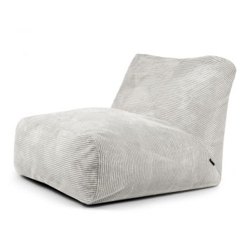 Fotoliu bean bag crem cu tapițerie din catifea reiată Tube 100 – SLOWDOWN