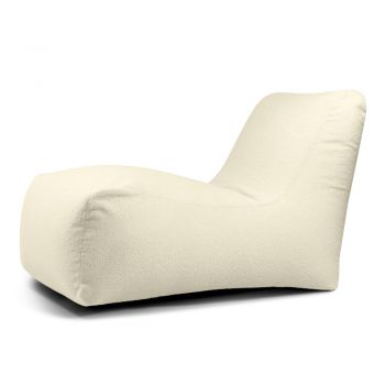 Fotoliu bean bag crem cu tapițerie din țesătură bouclé Lounge – SLOWDOWN