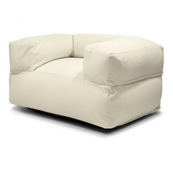 Fotoliu bean bag crem cu tapițerie din țesătură bouclé MooG – SLOWDOWN