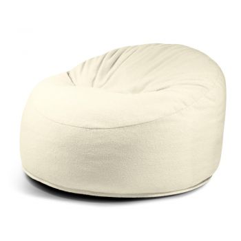 Fotoliu bean bag crem cu tapițerie din țesătură bouclé Om 110 – SLOWDOWN