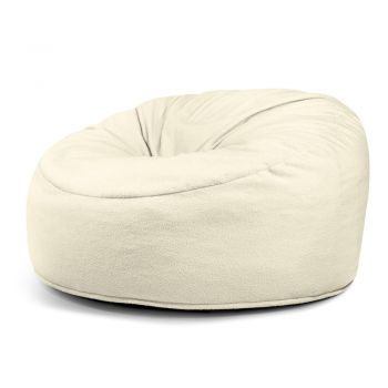 Fotoliu bean bag crem cu tapițerie din țesătură bouclé Om 135 – SLOWDOWN