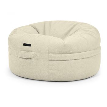 Fotoliu bean bag crem cu tapițerie din țesătură bouclé Roll 105 – SLOWDOWN