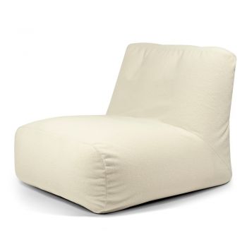 Fotoliu bean bag crem cu tapițerie din țesătură bouclé Tube 100 – SLOWDOWN