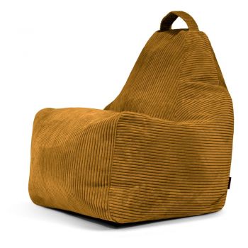 Fotoliu bean bag galben muștar cu tapițerie din catifea reiată Play Amuse – SLOWDOWN