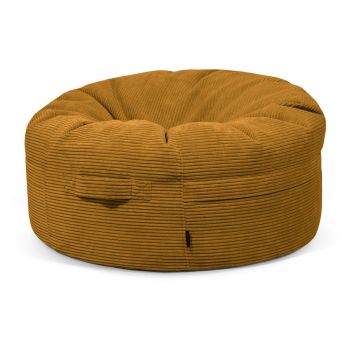 Fotoliu bean bag galben muștar cu tapițerie din catifea reiată Roll 105 – SLOWDOWN