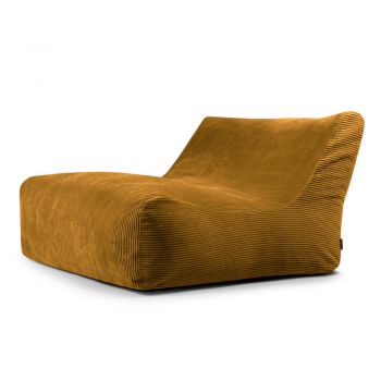 Fotoliu bean bag galben muștar cu tapițerie din catifea reiată Sofa Lounge – SLOWDOWN