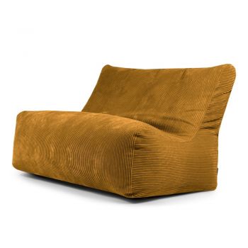 Fotoliu bean bag galben muștar cu tapițerie din catifea reiată Sofa Seat Lounge – SLOWDOWN