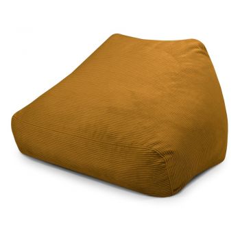 Fotoliu bean bag galben muștar cu tapițerie din catifea reiată Sofa Snug – SLOWDOWN