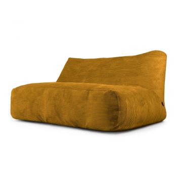 Fotoliu bean bag galben muștar cu tapițerie din catifea reiată Sofa Tube 160 – SLOWDOWN