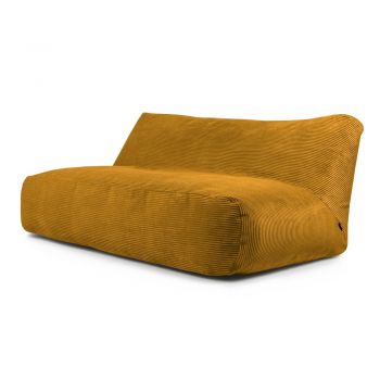 Fotoliu bean bag galben muștar cu tapițerie din catifea reiată Sofa Tube 190 – SLOWDOWN