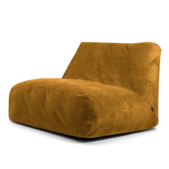Fotoliu bean bag galben muștar cu tapițerie din catifea reiată Sofa Tube – SLOWDOWN