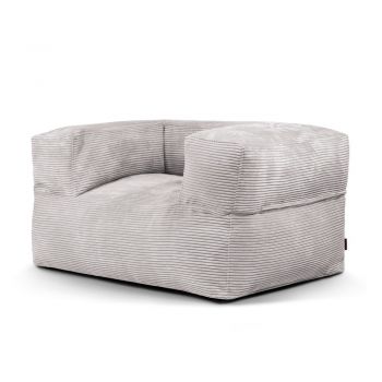 Fotoliu bean bag gri deschis cu tapițerie din catifea reiată MooG – SLOWDOWN