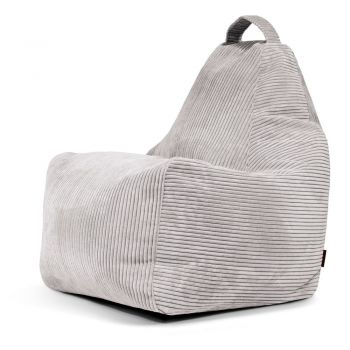 Fotoliu bean bag gri deschis cu tapițerie din catifea reiată Play Amuse – SLOWDOWN