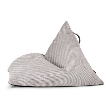 Fotoliu bean bag gri deschis cu tapițerie din catifea reiată Razz – SLOWDOWN