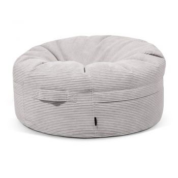 Fotoliu bean bag gri deschis cu tapițerie din catifea reiată Roll 105 – SLOWDOWN