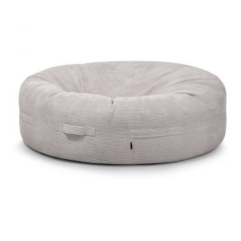 Fotoliu bean bag gri deschis cu tapițerie din catifea reiată Roll 190 – SLOWDOWN