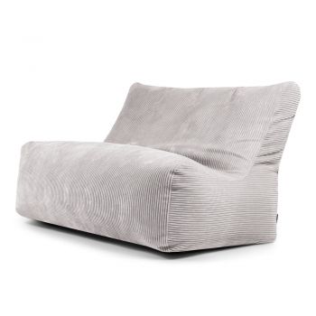 Fotoliu bean bag gri deschis cu tapițerie din catifea reiată Sofa Seat Lounge – SLOWDOWN