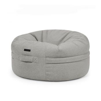 Fotoliu bean bag gri deschis cu tapițerie din țesătură bouclé Roll 105 – SLOWDOWN