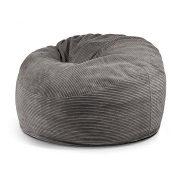 Fotoliu bean bag gri închis cu tapițerie din catifea reiată Om 110 – SLOWDOWN