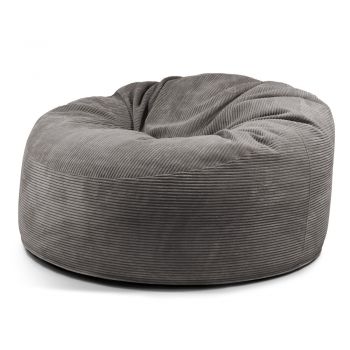Fotoliu bean bag gri închis cu tapițerie din catifea reiată Om 135 – SLOWDOWN