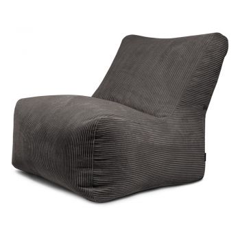 Fotoliu bean bag gri închis cu tapițerie din catifea reiată Seat 100 Lounge – SLOWDOWN