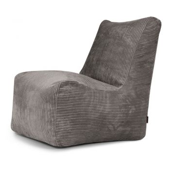 Fotoliu bean bag gri închis cu tapițerie din catifea reiată Seat Lounge – SLOWDOWN