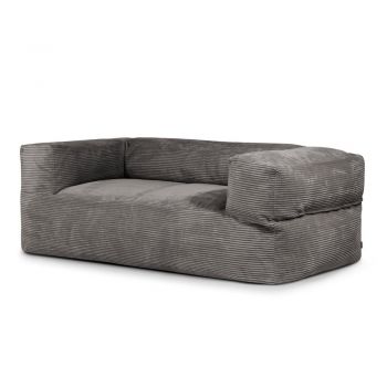 Fotoliu bean bag gri închis cu tapițerie din catifea reiată Sofa MooG – SLOWDOWN