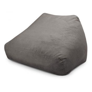 Fotoliu bean bag gri închis cu tapițerie din catifea reiată Sofa Snug – SLOWDOWN