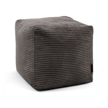 Fotoliu bean bag gri închis cu tapițerie din catifea reiată Up! MooG – SLOWDOWN