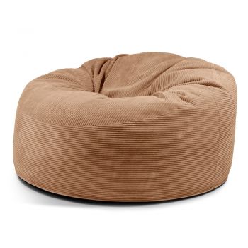 Fotoliu bean bag maro cu tapițerie din catifea reiată Om 135 – SLOWDOWN