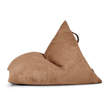 Fotoliu bean bag maro cu tapițerie din catifea reiată Razz – SLOWDOWN