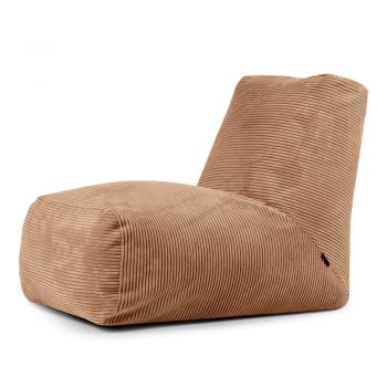 Fotoliu bean bag maro cu tapițerie din catifea reiată Tube – SLOWDOWN