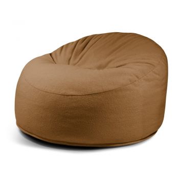 Fotoliu bean bag maro cu tapițerie din țesătură bouclé Om 110 – SLOWDOWN
