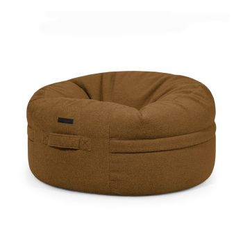 Fotoliu bean bag maro cu tapițerie din țesătură bouclé Roll 105 – SLOWDOWN