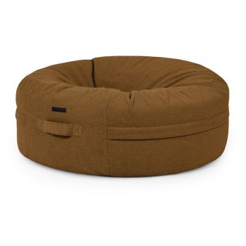 Fotoliu bean bag maro cu tapițerie din țesătură bouclé Roll 135 – SLOWDOWN