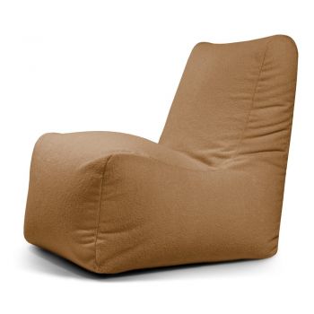 Fotoliu bean bag maro cu tapițerie din țesătură bouclé Seat Lounge – SLOWDOWN