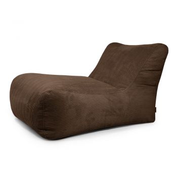 Fotoliu bean bag maro închis cu tapițerie din catifea reiată Lounge 100 – SLOWDOWN