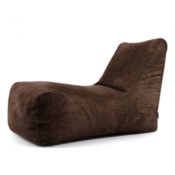 Fotoliu bean bag maro închis cu tapițerie din catifea reiată Lounge – SLOWDOWN