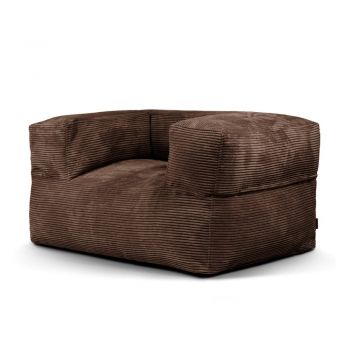 Fotoliu bean bag maro închis cu tapițerie din catifea reiată MooG – SLOWDOWN