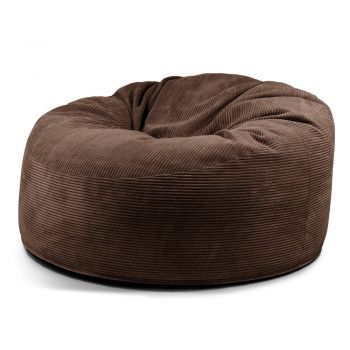 Fotoliu bean bag maro închis cu tapițerie din catifea reiată Om 135 – SLOWDOWN