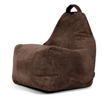 Fotoliu bean bag maro închis cu tapițerie din catifea reiată Play Amuse – SLOWDOWN