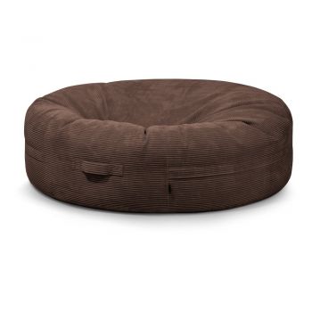 Fotoliu bean bag maro închis cu tapițerie din catifea reiată Roll 190 – SLOWDOWN