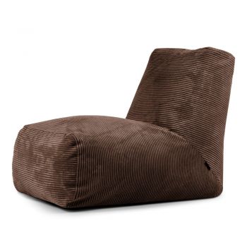 Fotoliu bean bag maro închis cu tapițerie din catifea reiată Tube – SLOWDOWN