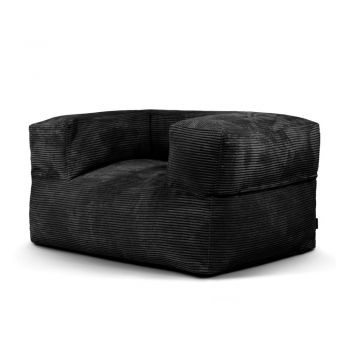 Fotoliu bean bag negru cu tapițerie din catifea reiată MooG – SLOWDOWN