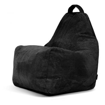 Fotoliu bean bag negru cu tapițerie din catifea reiată Play Amuse – SLOWDOWN