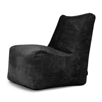 Fotoliu bean bag negru cu tapițerie din catifea reiată Seat Lounge – SLOWDOWN