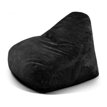 Fotoliu bean bag negru cu tapițerie din catifea reiată Snug 100 – SLOWDOWN