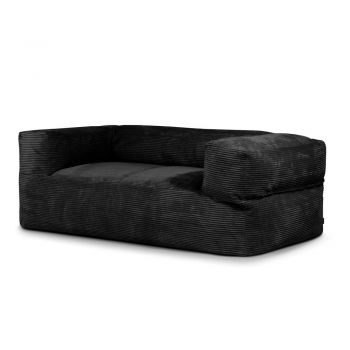 Fotoliu bean bag negru cu tapițerie din catifea reiată Sofa MooG – SLOWDOWN